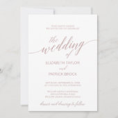 Elegante Rose Quartz Calligraphy Wedding Einladung (Vorderseite)