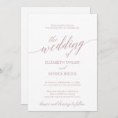 Elegante Rose Quartz Calligraphy Wedding Einladung (Vorne/Hinten)