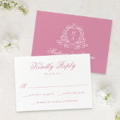Elegante Rose Quartz Floral Wappen Monogram Weddin RSVP Karte