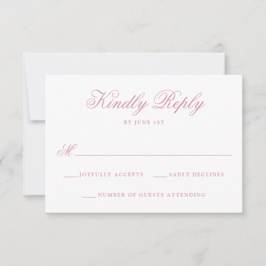 Elegante Rose Quartz Floral Wappen Monogram Weddin RSVP Karte (Vorderseite)