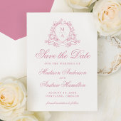 Elegante Rose Quartz Floral Wappen Monogram Weddin Save The Date