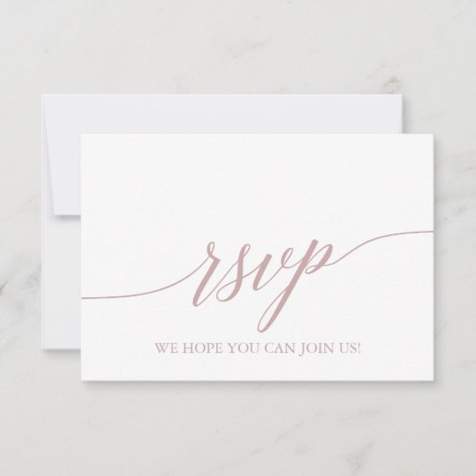 Elegante Rose Quarz Ernährungsbeschränkungen RSVP Karte (Vorderseite)