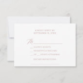Elegante Rose Quarz Ernährungsbeschränkungen RSVP Karte (Rückseite)