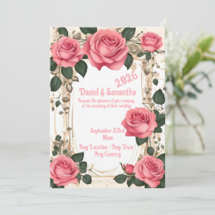 Elegante Rose Rahmenvorlage Hochzeits-Einladung Einladung