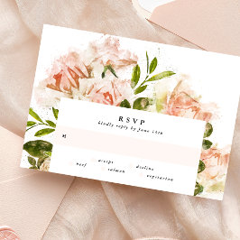 Elegante Rose Romance Watercolor Wedding RSVP Card