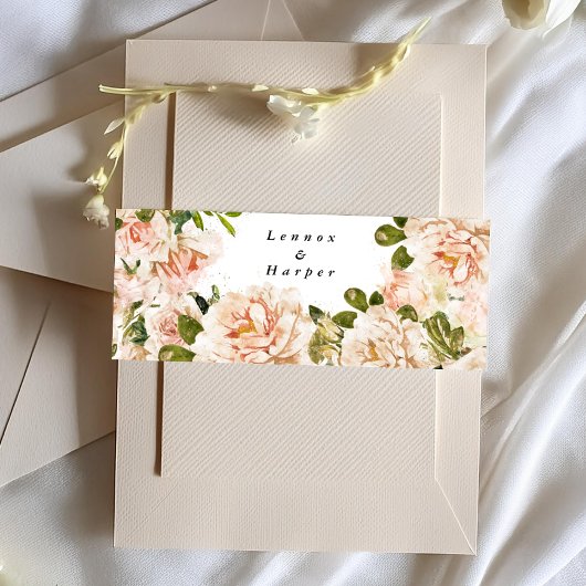 Elegante Rose Romance Wedding Einladungsbanderole