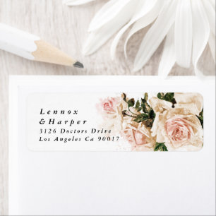 Elegante Rose Romance Wedding Rücksendeadresse