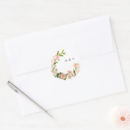 Elegante Rose Romance Wedding Runder Aufkleber