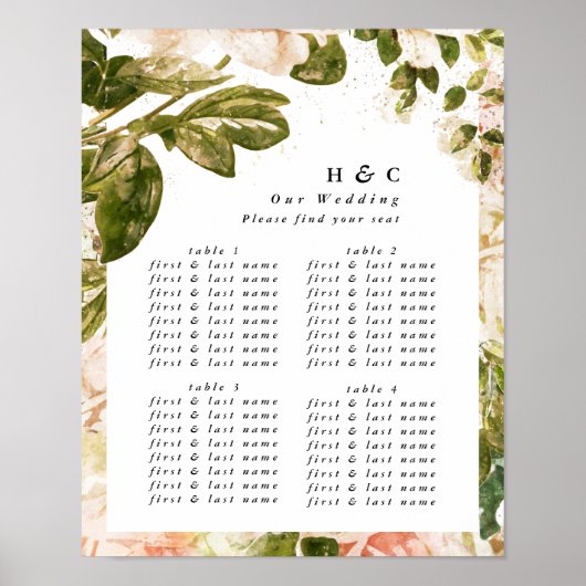 Elegante Rose Romance Wedding Sign Poster (Vorne)