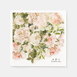 Elegante Rose Romance Wedding Table Napkins Serviette