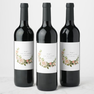 Elegante Rose Romance Wedding Weinetikett