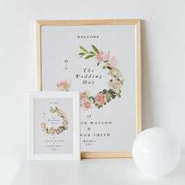 Elegante Rose Romance Wedding Welcome Poster