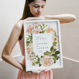 Elegante Rose Romance Wedding Welcome Poster