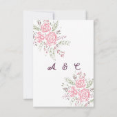 Elegante Rose Romantische Wasserfarben Einladung (Rückseite)