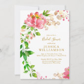 Elegante Rose Rosa Aquarellfarben Brautparty Einladung (Vorderseite)