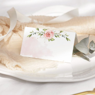 Elegante Rose rosa Babydusche Platzkarte