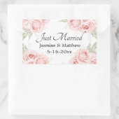 Elegante Rose Rosa Bläserne Hochzeit Just Married Rechteckiger Aufkleber (Tasche)