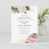 Elegante Rose Rosa Bläserweiße Engagement Partei Einladung (Stehend Vorderseite)