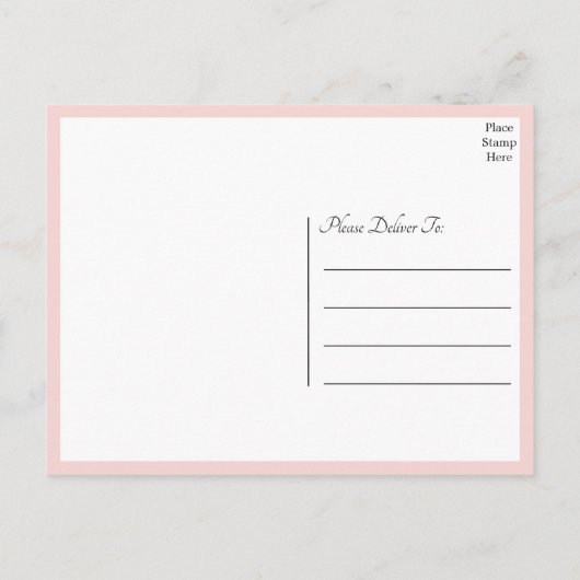 Elegante Rose Rosa Blumenzettel Vielen Dank Postkarte (Rückseite)