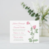 Elegante Rose Rosa Blütenblüte nur verheiratet Hoc Ankündigungspostkarte (Stehend Vorderseite)