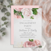 Elegante Rose Rosa Blütencreme-Engagement Einladung