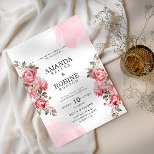 Elegante Rose Rosa Botanische Hochzeit Einladung