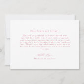 Elegante Rose Rosa Bow Foto Hochzeit Dankeskarte (Rückseite)