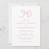 Elegante Rose Rosa Bow Foto Hochzeit Einladung (Vorderseite)