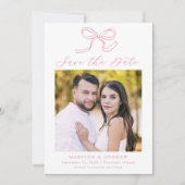 Elegante Rose Rosa Bow Foto Hochzeit Save The Date (Vorderseite)