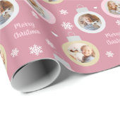 Elegante Rose Rosa Foto Ornamente Weihnachten Geschenkpapier (Rolleneckpunkt)