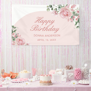 Elegante Rose Rosa Geburtstagsbanner Banner