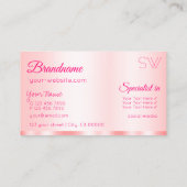 Elegante Rose Rosa Glamour mit Monogram Modern Visitenkarte (Rückseite)