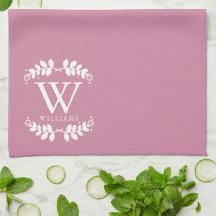 Elegante Rose Rosa Monogramm Handtuch