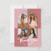 Elegante Rose Rosa Pfeil 4 Foto Abschluss Dankeskarte (Vorderseite)