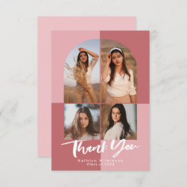 Elegante Rose Rosa Pfeil 4 Foto Abschluss Dankeskarte