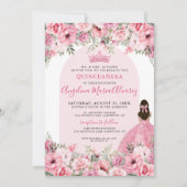 Elegante Rose Rosa Quinceanera Einladung (Vorderseite)