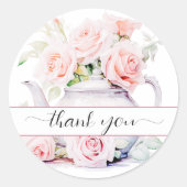 Elegante Rose Rosa Tee Party Danke Aufkleber (Vorderseite)