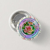 Elegante Rose Rosa und Gelbe Wasserfarbenpastel Button (Vorne & Hinten)