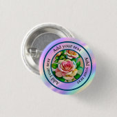 Elegante Rose Rosa und Gelbe Wasserfarbenpastel Button (Vorne & Hinten)