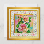 Elegante Rose Rosa und Gelbe Wasserfarbenpastel Einladung (Vorderseite)