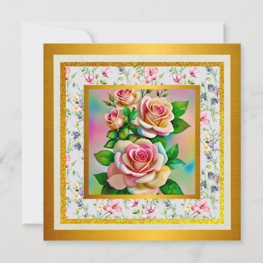 Elegante Rose Rosa und Gelbe Wasserfarbenpastel Einladung (Vorderseite)