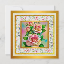 Elegante Rose Rosa und Gelbe Wasserfarbenpastel Einladung