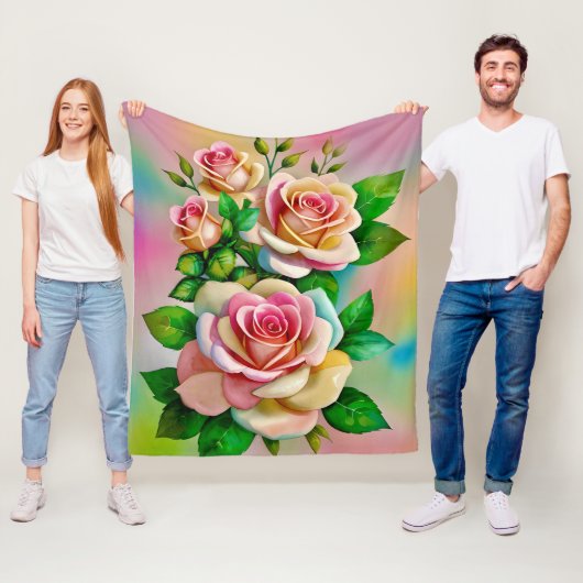 Elegante Rose Rosa und Gelbe Wasserfarbenpastel Fleecedecke (Beispiel)