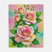 Elegante Rose Rosa und Gelbe Wasserfarbenpastel Fleecedecke (Vorderseite)