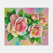Elegante Rose Rosa und Gelbe Wasserfarbenpastel Fleecedecke (Vorderseite (Horizontal))