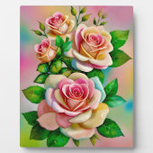 Elegante Rose Rosa und Gelbe Wasserfarbenpastel Fotoplatte (Vorderseite)
