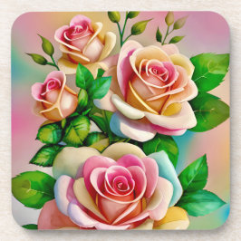 Elegante Rose Rosa und Gelbe Wasserfarbenpastel Getränkeuntersetzer