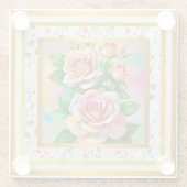 Elegante Rose Rosa und Gelbe Wasserfarbenpastel Glasuntersetzer (Rückseite)