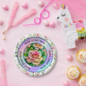 Elegante Rose Rosa und Gelbe Wasserfarbenpastel Pappteller (Party)