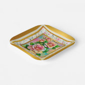 Elegante Rose Rosa und Gelbe Wasserfarbenpastel Pappteller (Gewinkelt)